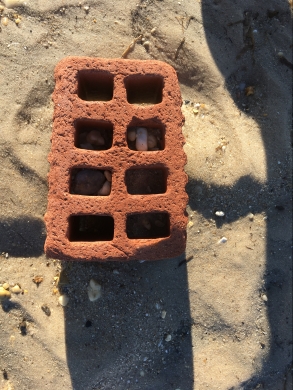 brick filled with pebbles
